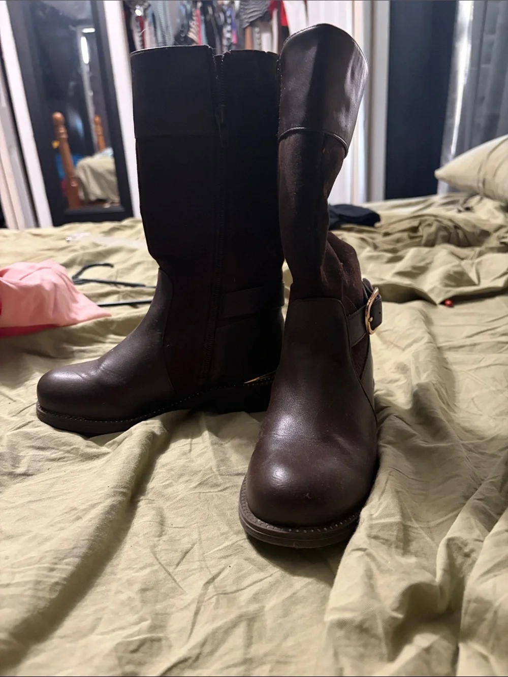 Classic Women's Mid-Calf Riding Boots in Dark Brown